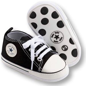 Baby Girls Soft Anti-Slip Sneaker Black Glitter Converse Style